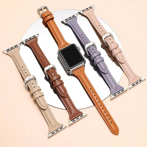 Black Leather Apple Watch Band 40mm 41mm 44mm 45mm 49mm Ultra, Women Apple  Watch Strap, Slim Apple Watch Bracelet, Iwatch Band 