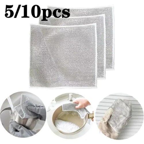 20cm Steel Wire Dishcloths Double-layer Napery Dishcloth Rags Non