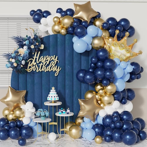 111PCS Blue Balloon Arch Kit - Navy Blue Gold And White Balloon Garland  With Confetti Balloon, Navy Blue Baloons Arch Birthday Baby Shower Wedding