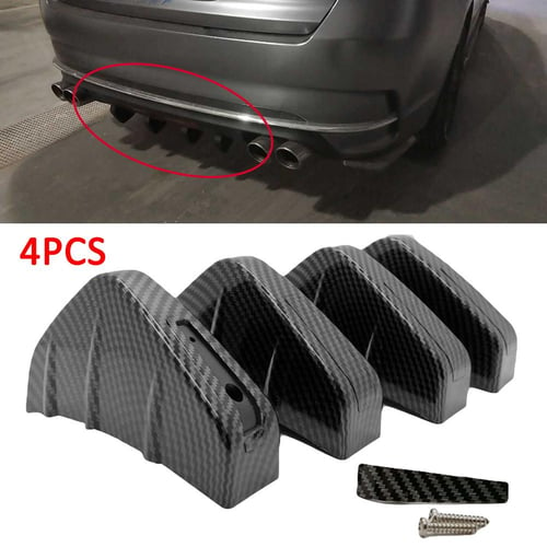 4pcs Universal Carbon Fiber Car SUV Rear Bumper Diffuser Molding