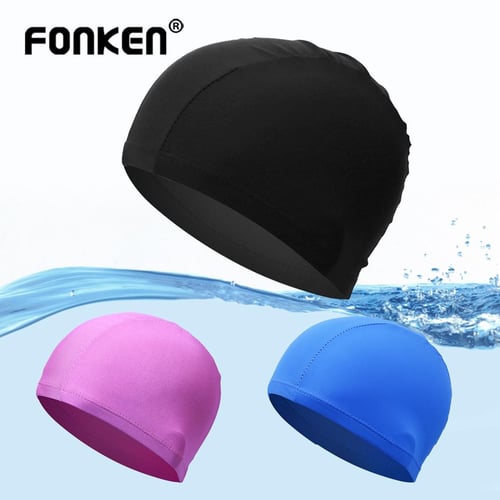 Fonken Free Size Swimming Cap For Adult Child Elastic Polyester