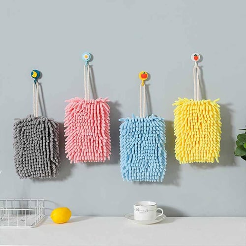 5pcs Hand Towels With Hanging Loop For Bathroom And Kitchen, Hanging Band  Towel - Ultra Soft And Highly Absorbent Microfiber Coral Fleece, Quick