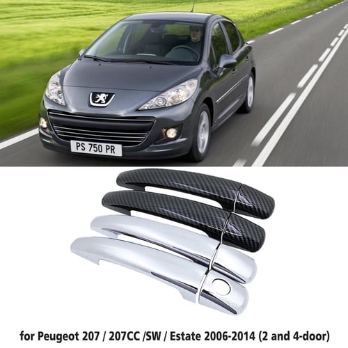 Black Carbon Fiber Car handle Or ABS Chrome Door Handles Cover for Peugeot 208 MK1 2012~2018 Car Accessories Styling GTI - buy Black Carbon Car handle Or ABS Chrome Door Handles
