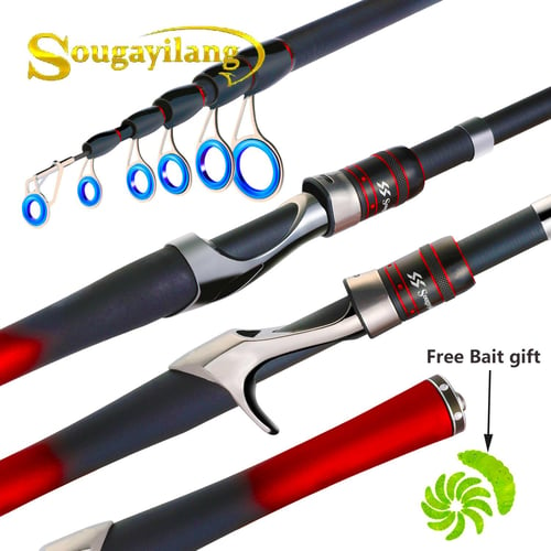 Cheap SOUGAYILANG Telescopic Fishing Rod 1.6M Spinning Fishing Pole Fishing  Reel Set 5.0:1 Speed Metal Spool Carp Reel Rod Combo