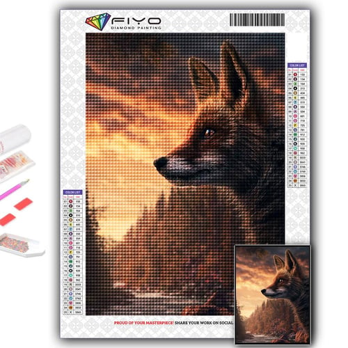 Diamond painting, Diamonds adult paint, two-color fox diamond art with  accessories and tools, wall decoration crafts, relaxation and home wall  decoration(40cm*30cm)