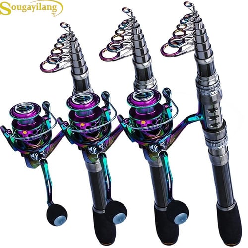 Sougayilang 1.5m Telescopic Fishing Rod Proable Travel Rods for Spinn