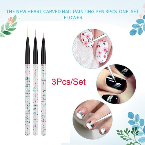 3pcs Nail Art Liner Brushes French Stripe 3d Tips Line Stripes Diy Drawing  Pen Uv Gel Brushes Painting Manicure Nail Tool Sets