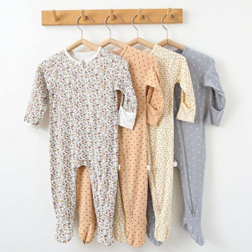 Synpos Autumn Newborn Baby Boys Girls Clother Toddler Long Sleeve Onesie  Spring Solid Color Pit Strip Romper 0-12 Months