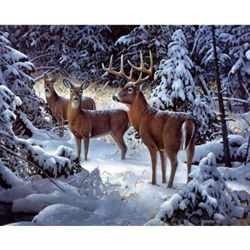 5D Diamond Painting Three Deer Sunset Kit