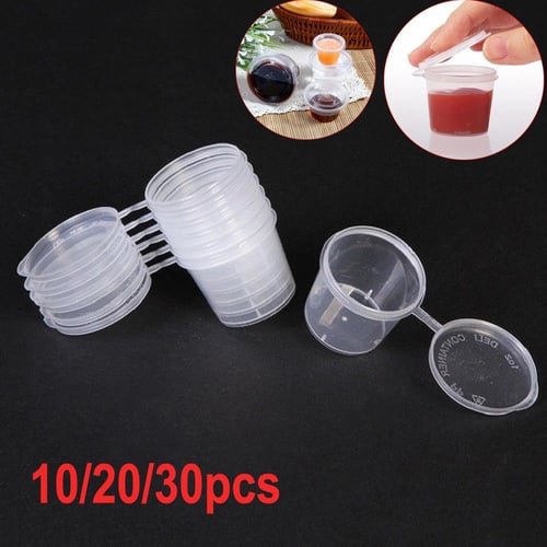 10/20/30Pcs 25ml Small Plastic Round Cups Takeaway Sauce Cup Food