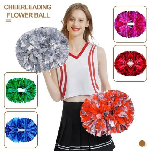 Lovecheer 2PCS Pom Poms Cheerleading Blue Metallic Cheer Pom Poms