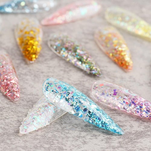 6 Colors Holographic Nail Foil Glitter Flakes Irregular 3D Sparkly Aluminum Foil  Flake Gold Silver Colorful Nail Art Design Glitter Flakes Confetti Acrylic  Nail Art Supplies for Women DIY Nails P4