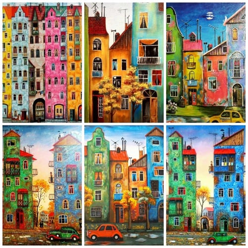 Full Drill Square Diamond Painting House 5D Diamond Art Embroidery  Landscape Sale Home Decoration Gift