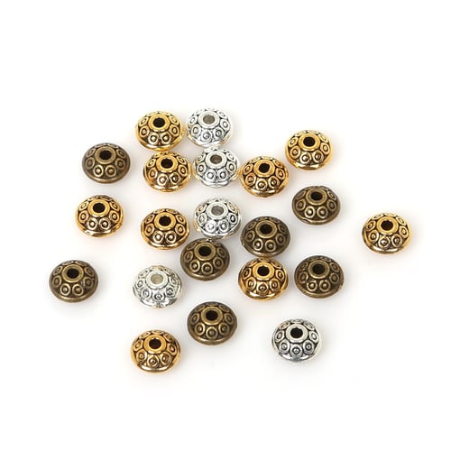 50Pcs Spacer Metal Bead Tibetan Color Alloy Loose Spacers Beads for Earring  Necklace Bracelet Jewelry Making Findings DIY