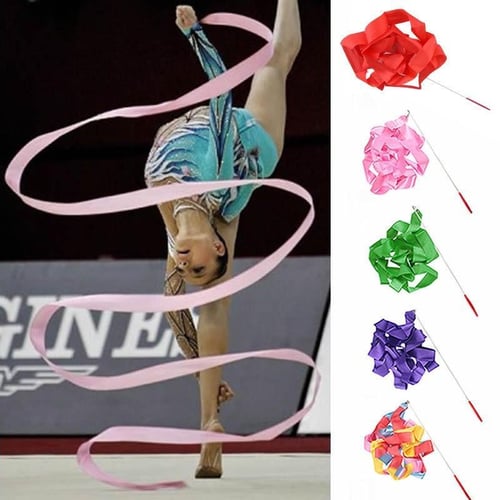 2m Rhythmic Gymnastics Dance Ribbons Gym Dancing Twirling Stick Streamers  Wand