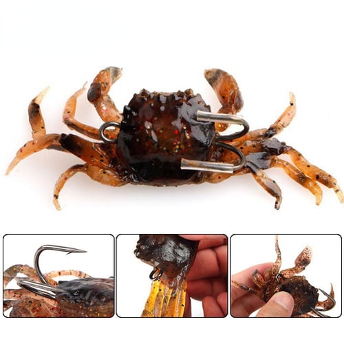 1PC Crab Lure 3D Simulation Crab Bait with Sharp Hooks Artificial