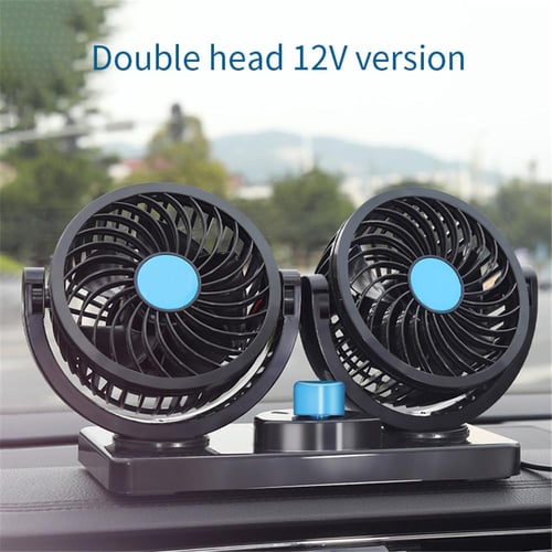Car Dual Head Fan Portable 360° Rotatable Auto Cooler Air Fan 3-Speed  Adjustable