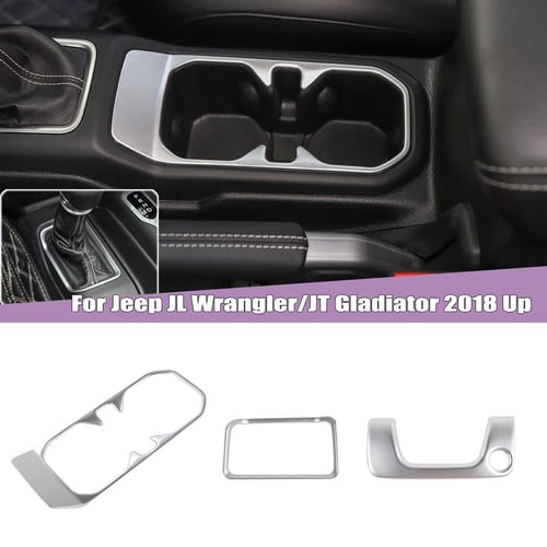 Car Front Drink Cup Holder Decoration Cover Sticker for Jeep Wrangler JL  Gladiator JT 4XE 2018