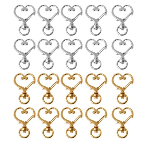 10Pcs Metal Swivel Lobster Clasp Snap Hook Heart Shape Keychain Jewelry  Findings (Golden)