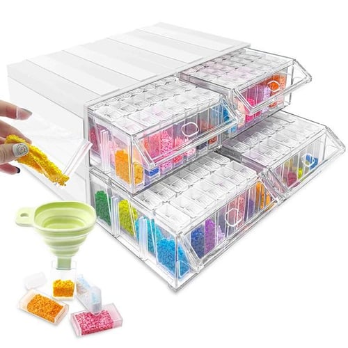 Diamond Art Painting Bead Seed Storage Container Box Organizer 64 Grid 196  Label