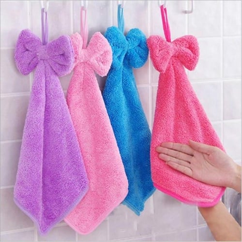 1PCS Quick Dry Hand Towels Coral Fleece Wipe Handkerchief Kitchen