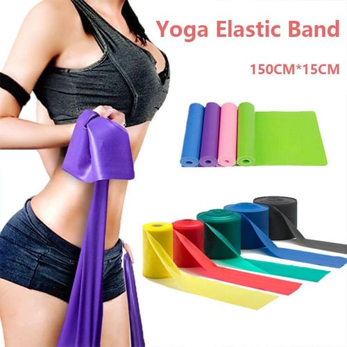 Yoga pilates natural gym stretch resistance exercise fitness training  elastic 150cm rubber band