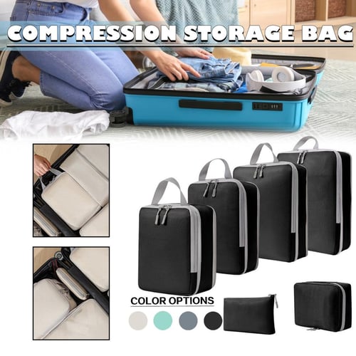 1pc Travel Compression Packing Cubes, Luggage Organizer Bag For Clothes,  Underwear, Expandable Storage Bag, Waterproof, Space Saving