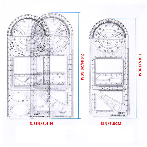 3 Piece Set Multifunctional Geometry Ruler Geometry Drawing Template  Measuring Tool For Drawing Ruler Student School Office Supplies