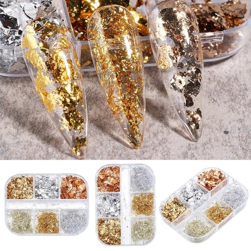 Sparkly Foil Nails Sequins Irregular Aluminum Gold Red Summer