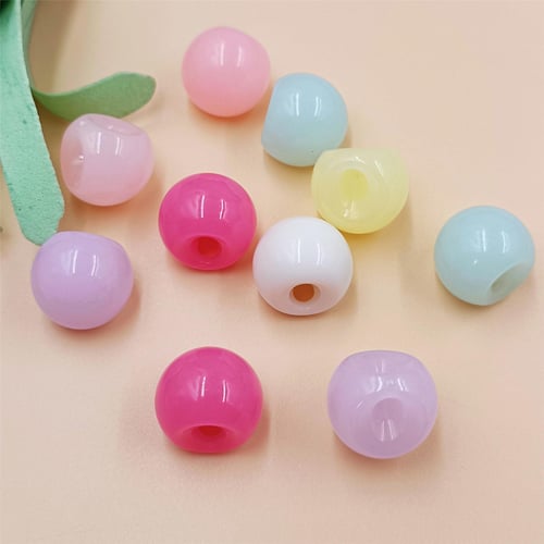 10pcs Acrylic Multicolor Candy Beads With Straight Hole For Diy