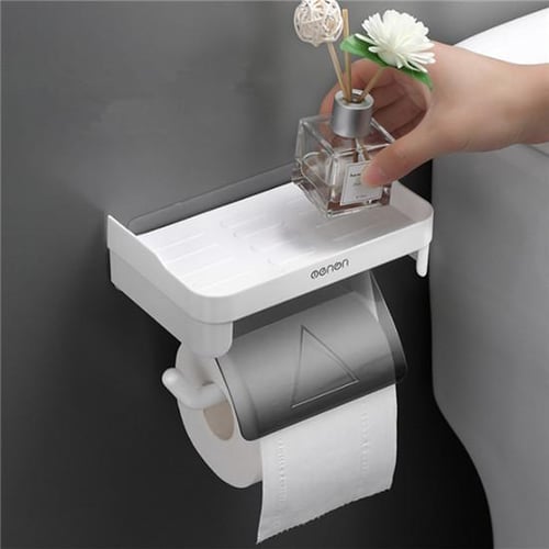 Toilet Paper Holder Shelf Wc Roll Wall Mount Wood Floating Rack for  Bathroom With Shelf 