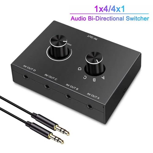 4 Way Bi-Directional RCA Stereo Audio Switch 1 in 4 Out or 4 in 1