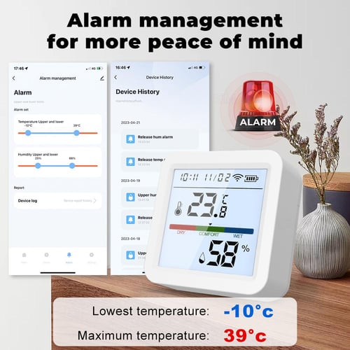 Smart WiFi Temperature and Humidity Monitor,Tuya WiFi Thermometer  Hygrometer Sensor with App Control,Large LCD Display,Backlight,Compatible  with