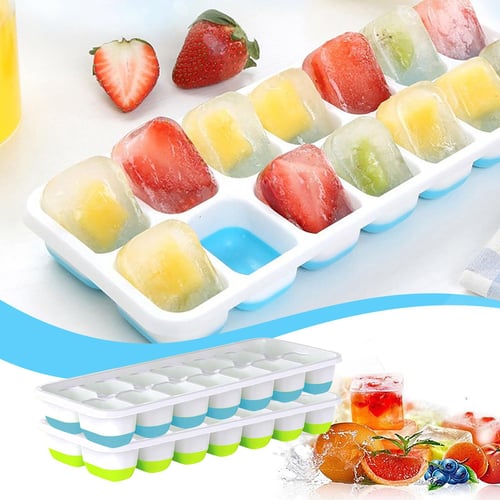 Sagit 3Pcs Covered Ice Tray Set With 14 Ice Cubes Molds Flexible Rubber  Plastic St - buy Sagit 3Pcs Covered Ice Tray Set With 14 Ice Cubes Molds  Flexible Rubber Plastic St