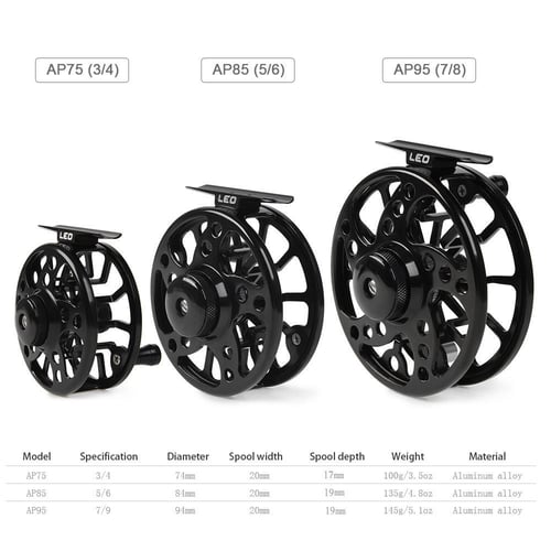 Aluminum Alloy Fly Fishing Reel 3/4 / 5/6 / 7/8 Weight 2+1 Ball