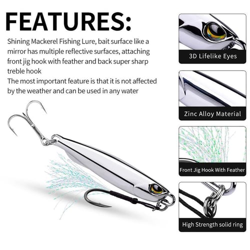 Fishing Lure 15g/20g/30g/40g High Reflective 3d Eyes Artificial Bait With  Feathers Reusable Metal Lure With Hooks - buy Fishing Lure 15g/20g/30g/40g  High Reflective 3d Eyes Artificial Bait With Feathers Reusable Metal Lure
