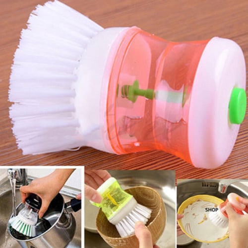 Kitchen Wash Pot Dish Brush Clean Utensil with Washing Up Liquid Soap  Dispenser;