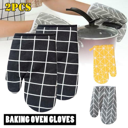 2pcs Kitchen Potholders Pad and Stove Oven Gloves Set Mitts Heat Resistant  Thermal Anti-heat Take Hot Pot Cooking Baking Gloves