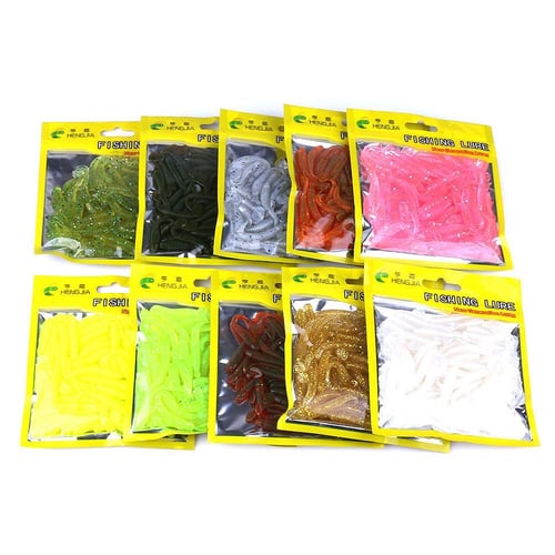 50 Pcs 4cm Worm Baits for Bass Fishing Artificial Fishing Lures