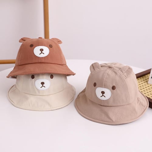 New Cartoon Cat Ear Bucket Hat Cap for Girl Cotton Dome Sun Hat