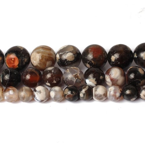 6/8/10mm Natural Stone Beads Silver Color Cracked Agates Round Spacer Loose  Beads For Jewelry Making DIY Bracelets Accessories