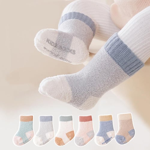 Baby Girls Boys Toddler Anti Slip Long Socks Kids Winter Fleece