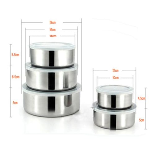 5Pcs/Set Stainless Steel Airtight Food Storage Container