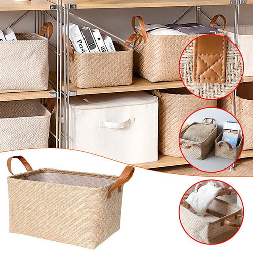 Cheap 2 Pcs Organizing Boxes Hard Large Capacity with Bamboo Lid Dustproof  Handle Holes Cosmetic Toys Clothes Sundries Storage Box Stackable Desktop