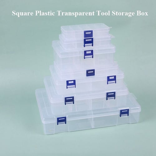 2 Pack Adjustable 10 Grids Transparent Plastic Storage Box for  Small Component Jewelry Tool Box Bead Pills Organizer Crafts/Arts Nail Art  Tip Case : Arts, Crafts & Sewing