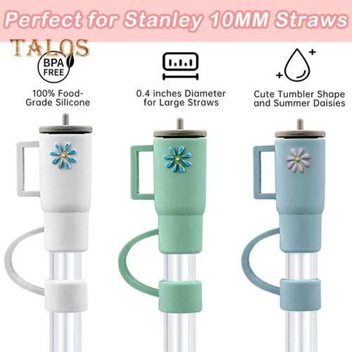 Cheap 4Pcs Christmas Straw Covers with Handle Creative Shape Unique Design  Food Grade Tumbler Straw Toppers