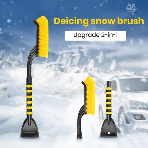 1pc-car Snow Removal Shovel Tool-yellow 7475 Vehicle Snow Removal Shovel  Tool Snow Brush Defrost De-ice Shovel Multifunctional Snow Scraper Car  Three-in-one Car Snow Shovel