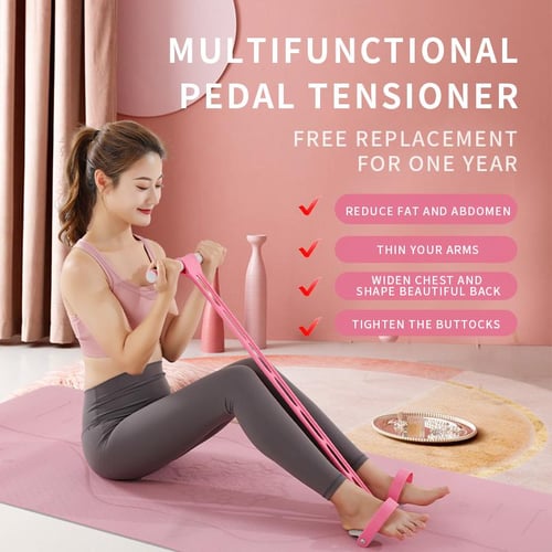Pedal Resistance Band, 4-Tube Fitness Ankle Puller Yoga Handle Bands  Exerciser, Multifunction Trainer EZ Workout Women Tension Rope for Body X  Abdomen, Waist, Arm, Tummy Exercise Stretching Training