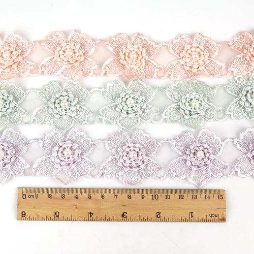 Embroidered Lace Ribbon 5m - Cotton/polyester Sewing Trim For Diy