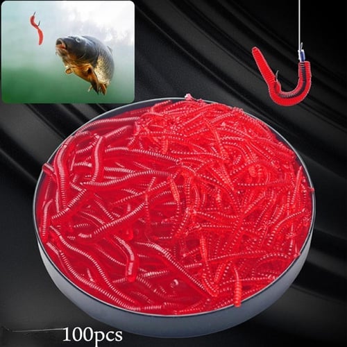 100pcs 3.8/5/6/8cm Dark Red Fishing Lure Soft Maggot Earthworm